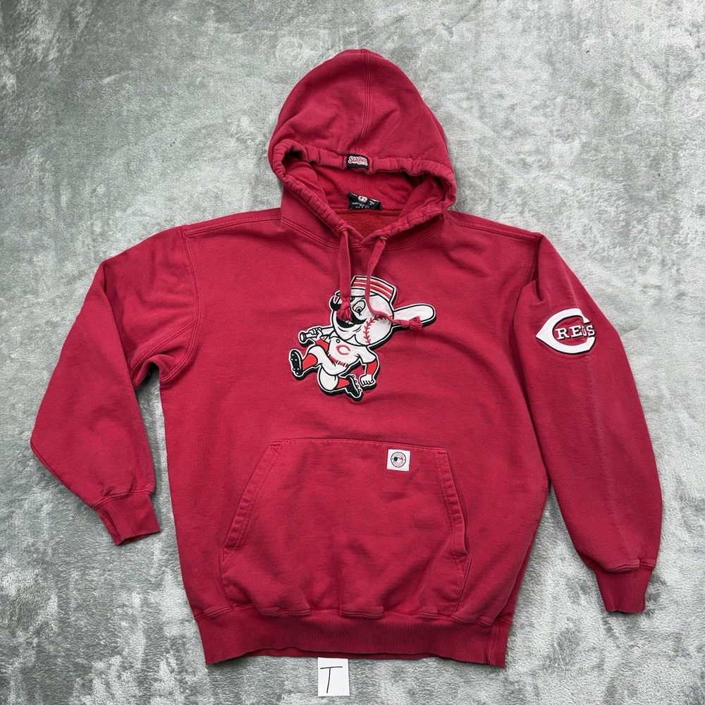 Stitches Red Cincinnati Reds Cooperstown Collection Hoodie Size Small